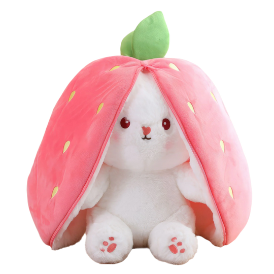 Medium/Large Strawbunny plush variant. The image showcases a Strawbunny plushie with its unzipped body and cute ears. Bunny Pal, Strawbunny, Medium/Large Variant, Plushies, Plush Dolls, Cute Plush, Plush, Soft Dolls, Toy Dolls, Toy, Toys, Squishy, Soft, Stuffed Toys, Premium, Quality, Adorable, Cuddly, Playful, Collectibles, Huggable, Kids Toys, Children's Gifts, Gift Ideas, Teddy Bear.