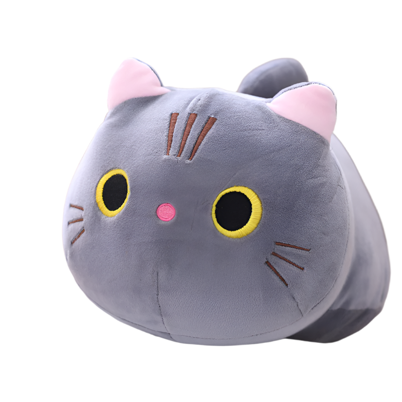 Grey Purr Pal plushie with an adorable face, Purr Pals, Grey, Cat plushie, Small, Medium, Large, Jumbo, Mega sizes, Plushies, Cute Plush, Soft Toys, Stuffed Toys, Adorable, Cuddly, Huggable, Kids Toys, Gifts, Teddy Bear.