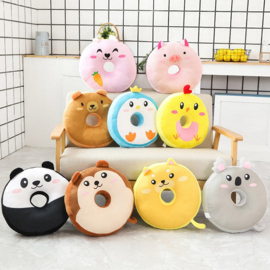 Snuggle Donuts plushies featuring the panda, penguin, bear, monkey, koala, piggy, rabbit, chick, and shiba inu designs. These adorable plushies are shaped like delicious donuts. Snuggle Donuts, Plushies, Group Photo, Panda, Penguin, Bear, Monkey, Koala, Piggy, Rabbit, Chick, Shiba Inu, Donut, Soft, Cuddly, Toy, Toys, Squishy, Soft Toys, Stuffed Toys, Plush Toy, Plush Toys, Premium, Quality, Adorable, Cuddly, Playful, Collectibles, Huggable, Kids Toys, Children's Gifts, Gift Ideas, Gifts, Teddy Bear